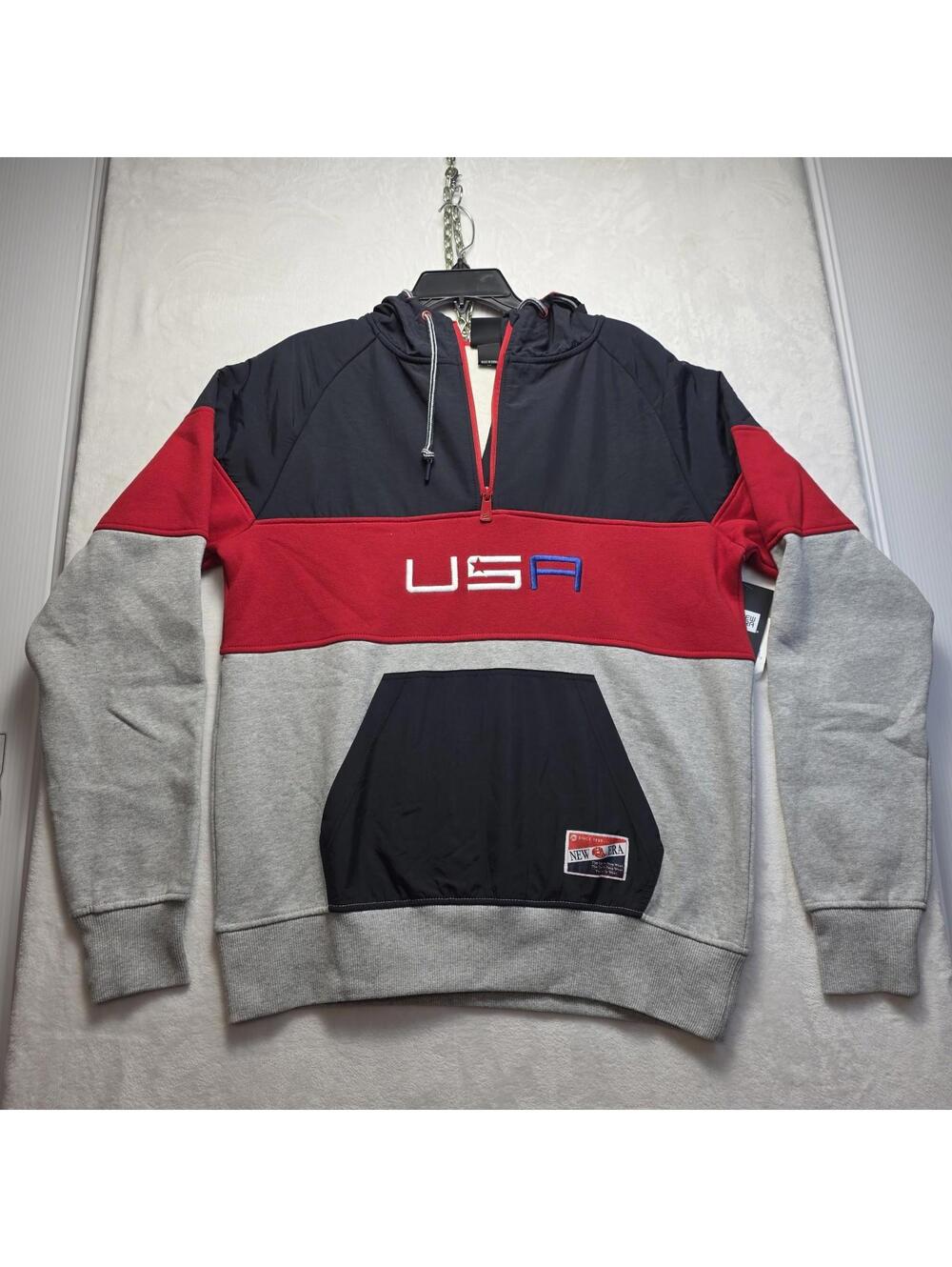 New Era USA Colorblock Hoodie Sweatshirt with Half Zip